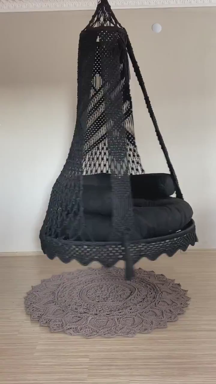Black Macrame Swing For Adults 40 inches